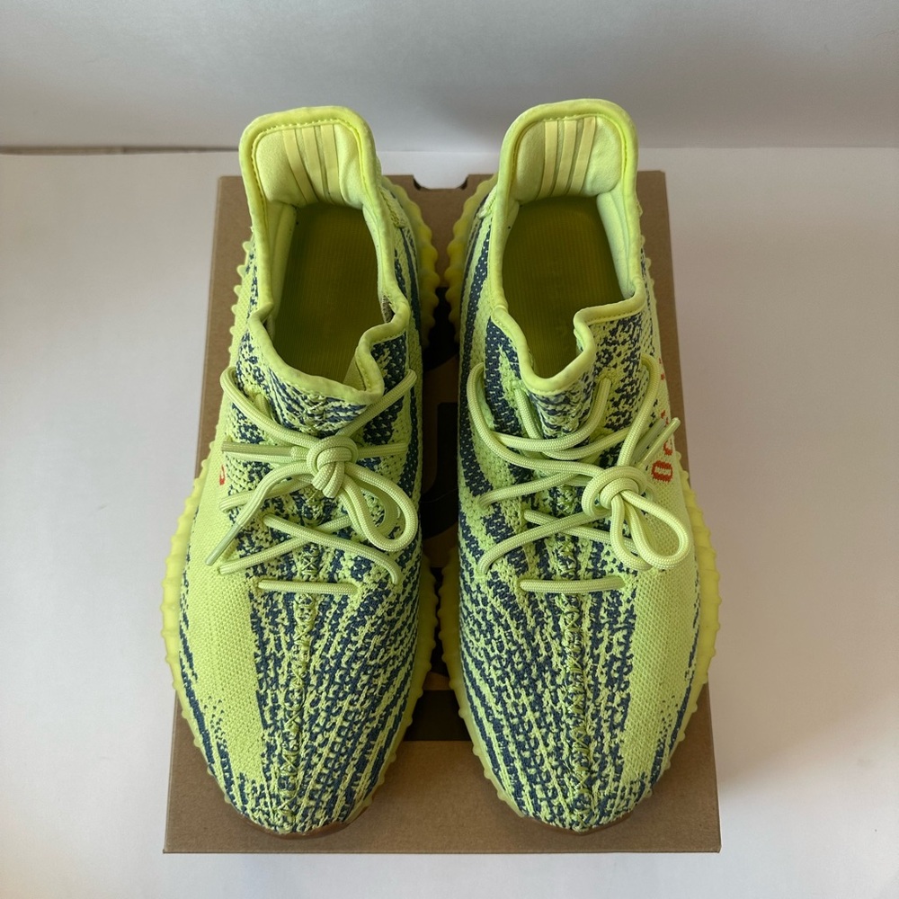 Men YEEZY BOOST 350 Yellow and Black Sneakers - Picture 7 of 10